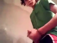 Sexy horny twink is wanking his dick in the bathroom